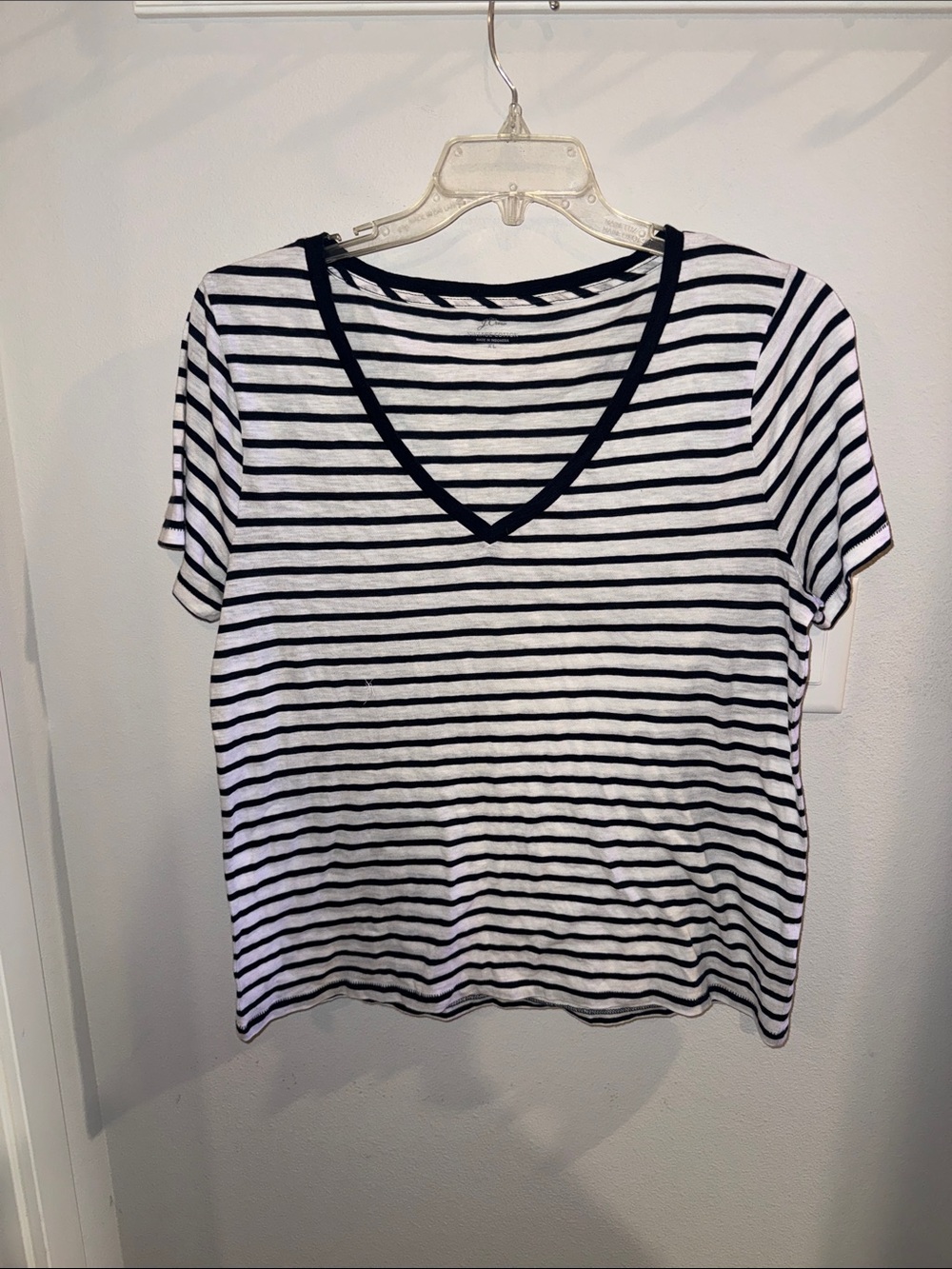 J. Crew Vintage Cotton Navy Striped V-Neck Tee